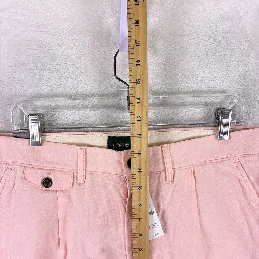 J.Crew Shorts Mens 31 (32) Pink Oarsman Linen Pleated Preppy Beach Hamptons